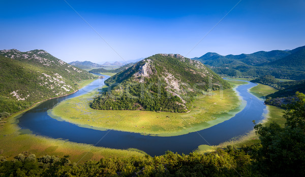 Canyon of river Crnojevica, where it makes a turn over the green mountain.  Stock photo © Steffus