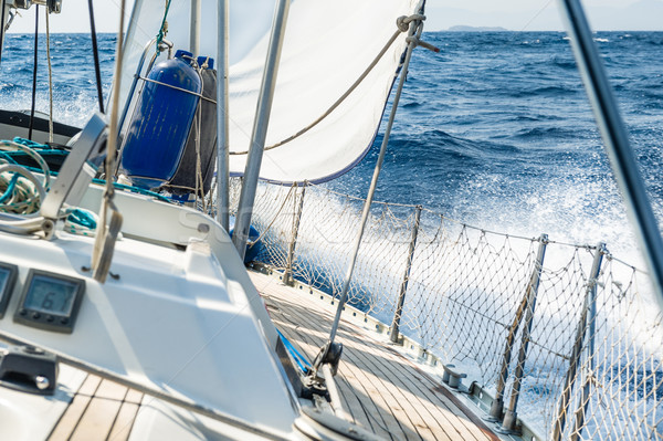 Fast sailing cruising yacht at heeling Stock photo © Steffus