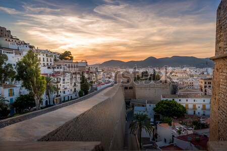 Forteresse coucher du soleil canon carré île Espagne [[stock_photo]] © Steffus