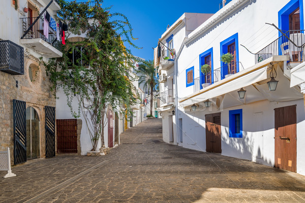 Stock photo: White houses at Ibiza street