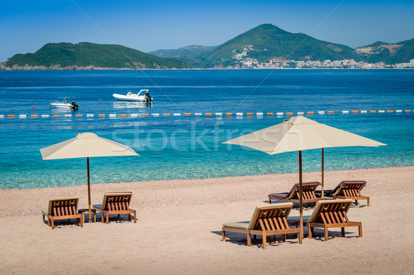 Montenegro Luxus Sand Strand Möbel Stühle Stock foto © Steffus