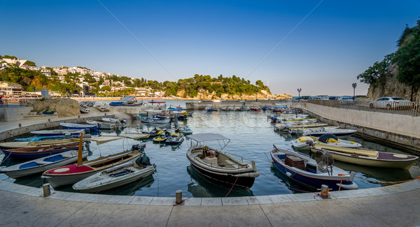 Fishing boats pier at calm summer evening Stock photo © Steffus