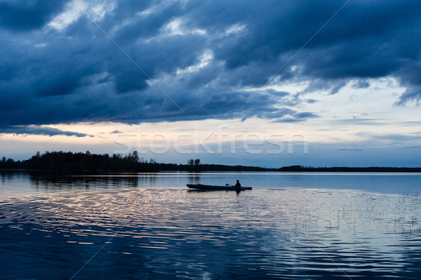 Sunset kayaking at lake Stock photo © Steffus