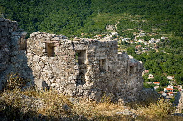Antigo torre parede aldeia Montenegro Foto stock © Steffus