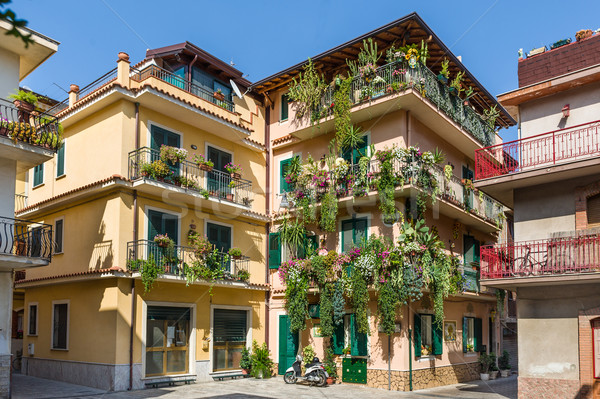 Tradicional casas decorado flores Itália parede Foto stock © Steffus