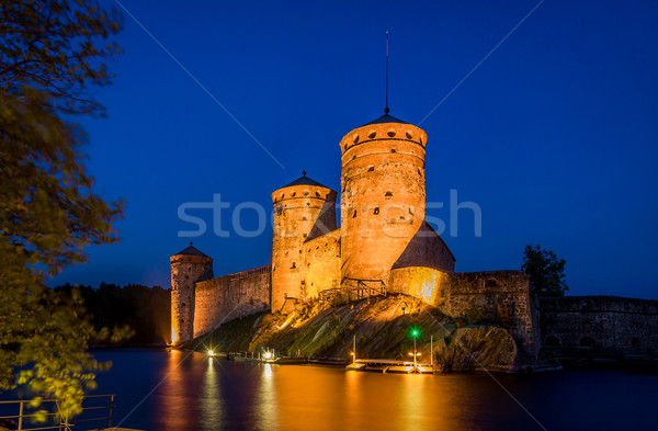 Foto stock: Fortaleza · noche · brillante · iluminación · agua