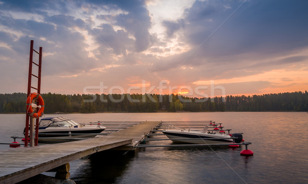 Recreational boats at sunrise Stock photo © Steffus