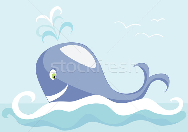 Grande baleia flutuante azul mar água Foto stock © Stellis