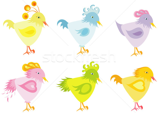 Stock photo: Set color birds