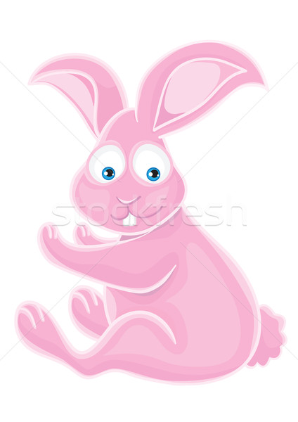 Сток-фото: кролик · белый · пушистый · Cute · розовый · искусства