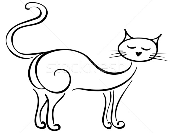 立って 黒猫 シルエット 芸術 白 動物 ストックフォト © Stellis