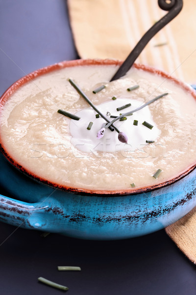 Patate porro zuppa erba cipollina panna acida estrema Foto d'archivio © StephanieFrey