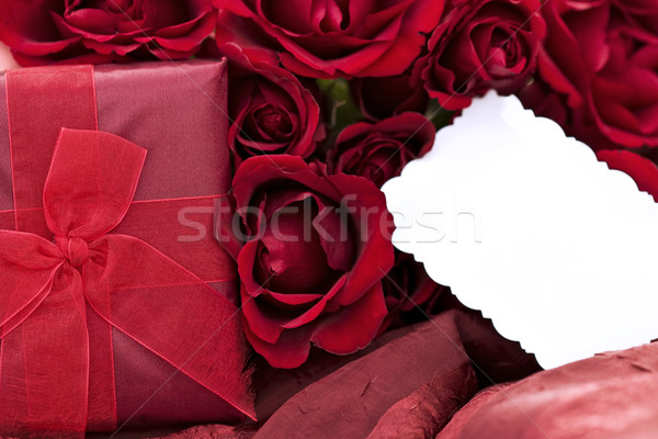 Roses, Gift and Blank Card Stock photo © StephanieFrey