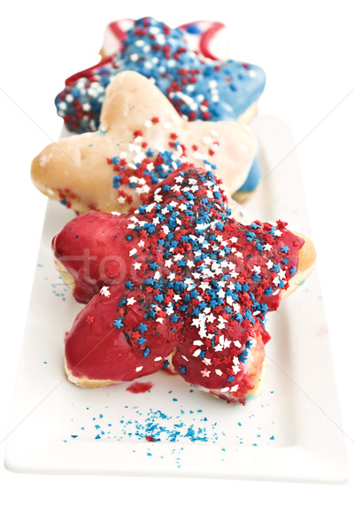 Vierte patriotischen amerikanische Flagge Essen Hintergrund Kuchen Stock foto © StephanieFrey