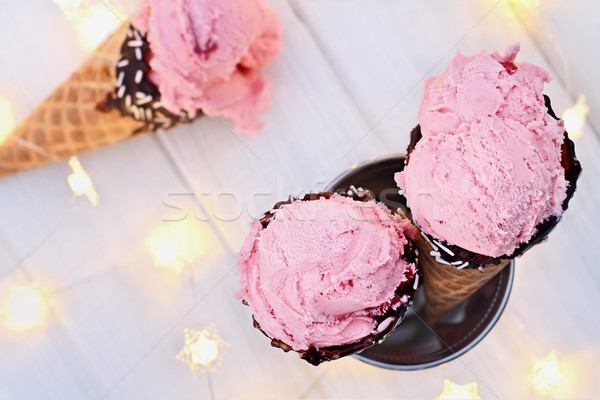 Strawberry Ice Cream Cones Stock photo © StephanieFrey