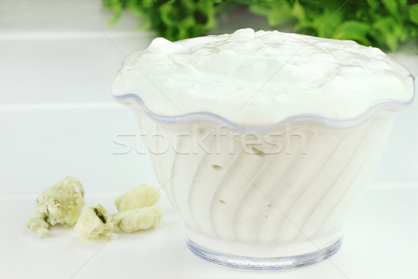 Puchar sos sałatkowy ser pleśniowy świeże sałata Zdjęcia stock © StephanieFrey