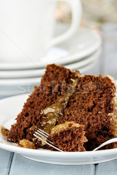 Pastel de chocolate pieza placa superficial campo atención selectiva Foto stock © StephanieFrey