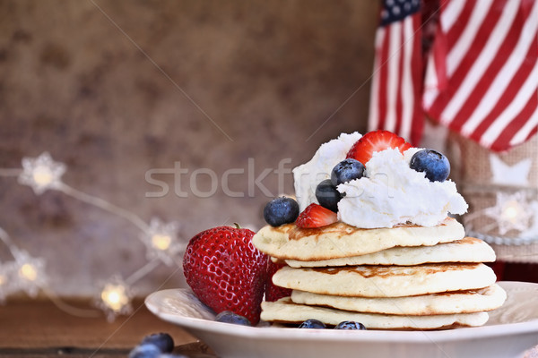 Pancakes with Blueberries and Strawberries  Stock photo © StephanieFrey