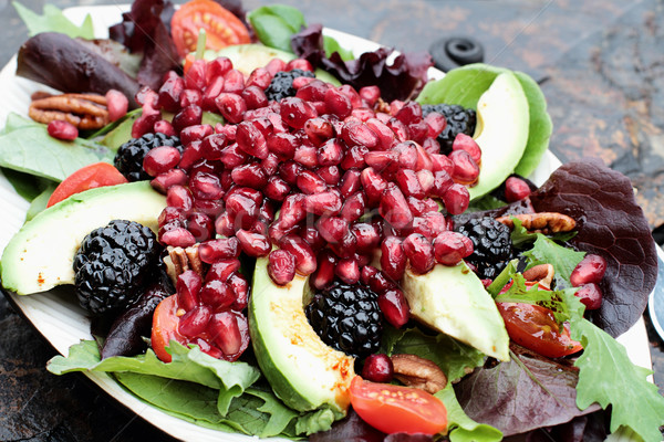 [[stock_photo]]: Fraîches · grenade · avocat · salade · saine · tomates