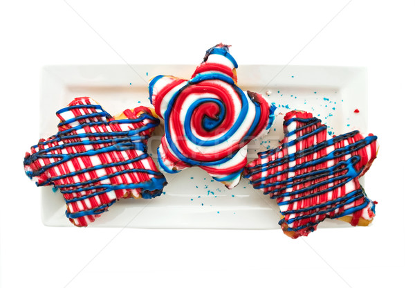 четвертый патриотический американский флаг продовольствие фон торт Сток-фото © StephanieFrey