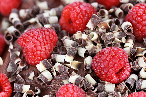 Red Raspberries and Chocolate Curls Stock photo © StephanieFrey