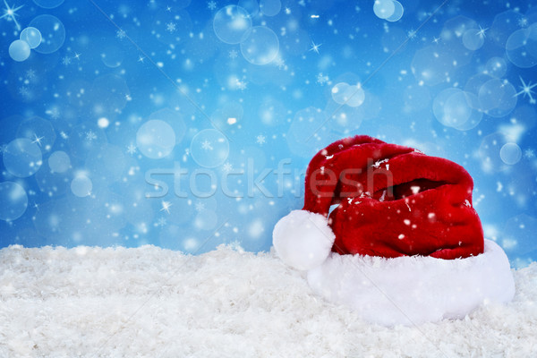 şapka dekorasyon Noel kar mavi Stok fotoğraf © StephanieFrey