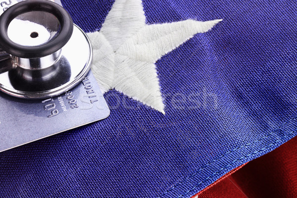 Stethoscoop Amerikaanse vlag creditcard geld medische vlag Stockfoto © StephanieFrey