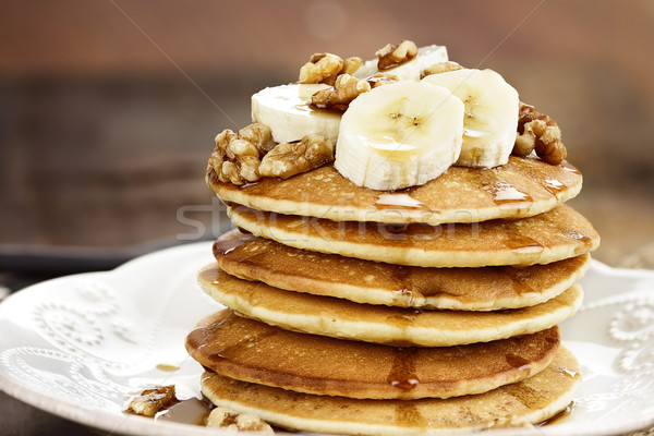 Pancakes with Bananas and Waluts Stock photo © StephanieFrey