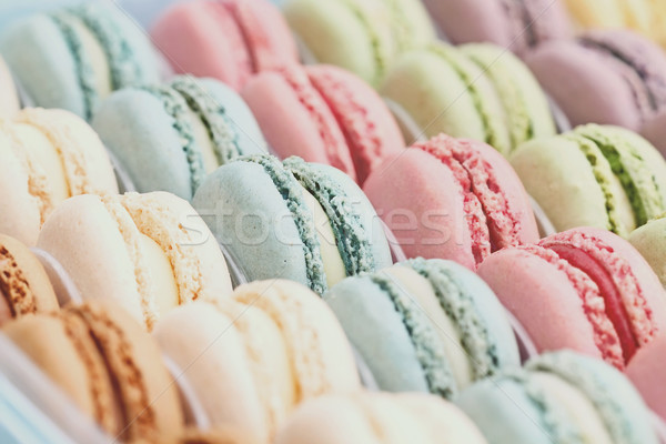 [[stock_photo]]: Vintage · macarons · boîte · fraîches · coloré · extrême