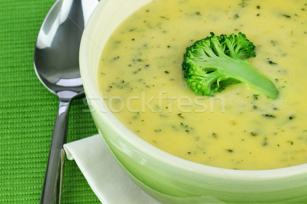 Crema brócoli sopa tazón comer vegetales Foto stock © StephanieFrey