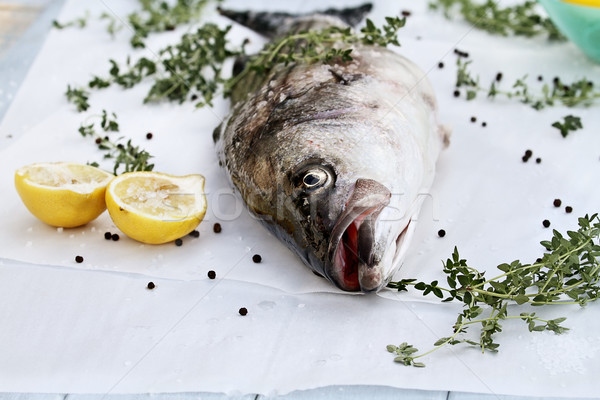  Striped Bass and Ingredients Stock photo © StephanieFrey
