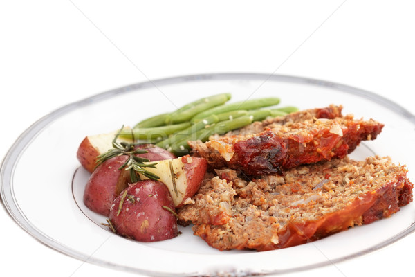 Stock fotó: Vacsora · pörkölt · piros · krumpli · zöldbab · izolált