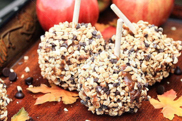 Stockfoto: Drie · chocolade · chip · appels · karamel · chips