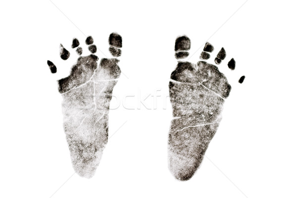 Imagine de stoc: Nou-nascut · cerneală · impresie · picioare · izolat