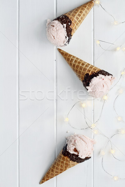 Strawberry Ice Cream Cones Stock photo © StephanieFrey