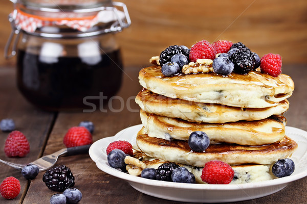 Pancakes and Fresh Berries Stock photo © StephanieFrey