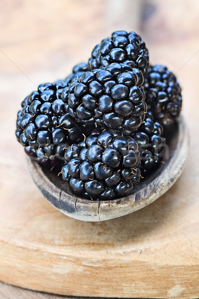Raw Blackberries in Wooden Spoon Stock photo © StephanieFrey