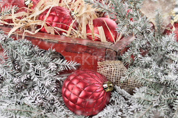 Box of Red Glass Christmas Ornaments Stock photo © StephanieFrey