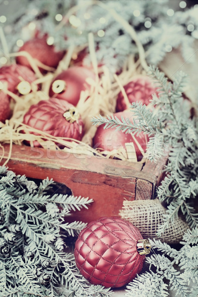 Box of Glass Christmas Ornaments Stock photo © StephanieFrey