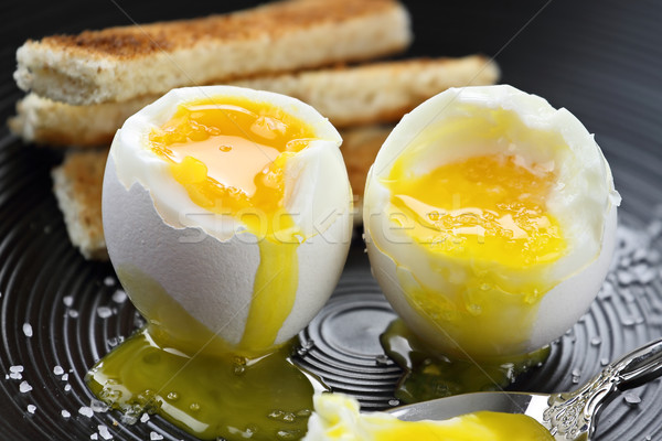 Stock fotó: Kettő · puha · főtt · tojások · pirítós · katonák