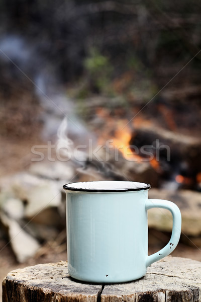 Stock photo: Coffee by a Campfire