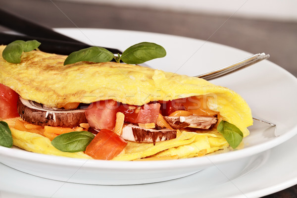 Tomaat champignon vers cheddar kaas tomaten Stockfoto © StephanieFrey