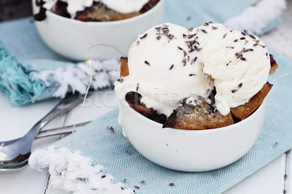 Stock photo: Blueberry Cobbler with Ice Cream