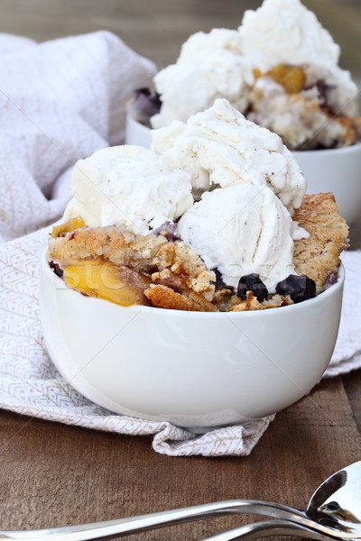 Blueberry Peach Cobbler and Ice Cream Stock photo © StephanieFrey