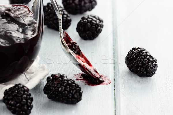 Spoon and Blackberry Jam Stock photo © StephanieFrey