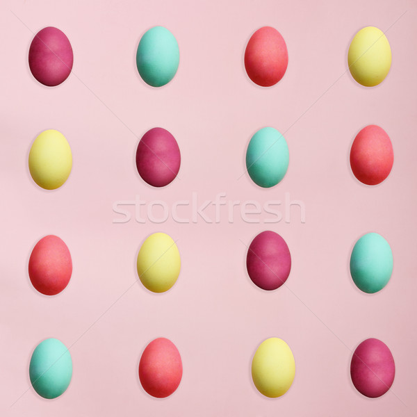 Húsvéti tojások rózsaszín sorok színes izolált tavasz Stock fotó © StephanieFrey