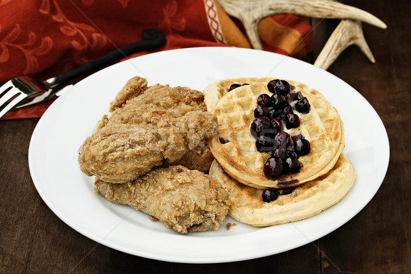 Stock photo: Waffles and Fried Chicken