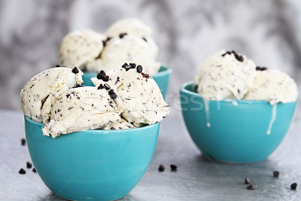 Three Bowls of Chocolate Chip Ice Cream Stock photo © StephanieFrey