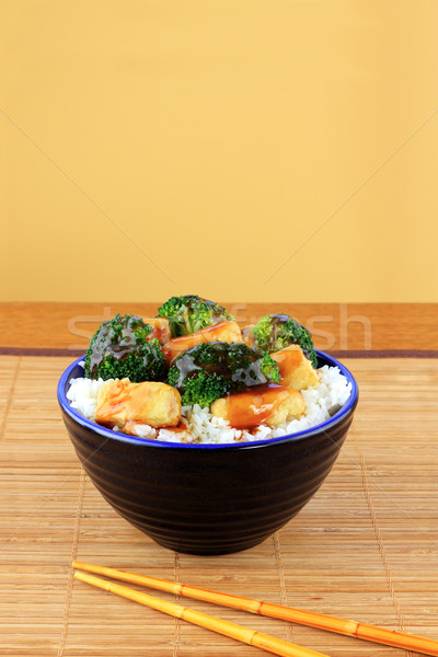 Keverés sült tofu brokkoli vegetáriánus edény Stock fotó © StephanieFrey