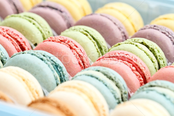 [[stock_photo]]: Fraîches · pastel · macarons · boîte · coloré